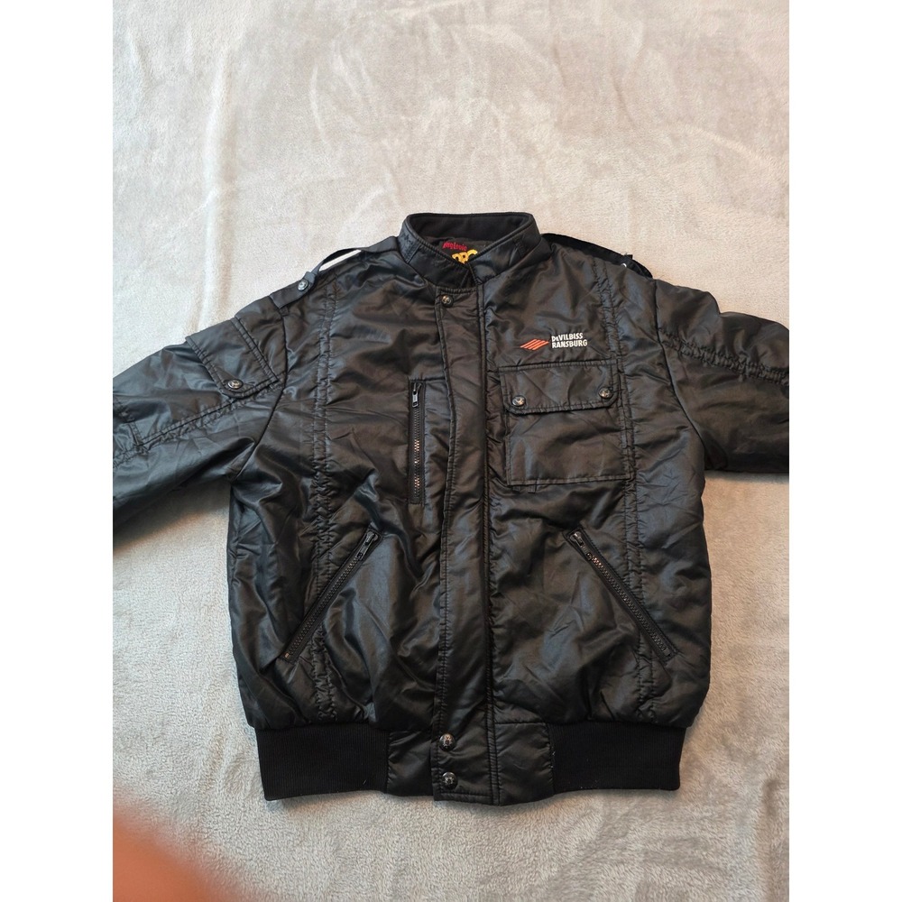King Louie Pro Fit Bomber Jacket Womens Size M Black  Satin Nylon Vintage